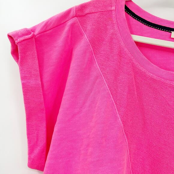 Anthropologie Pilcro Womens Barbiecore Tie Front Cuffed Short Sleeve Top XL Pink - Picture 5 of 6